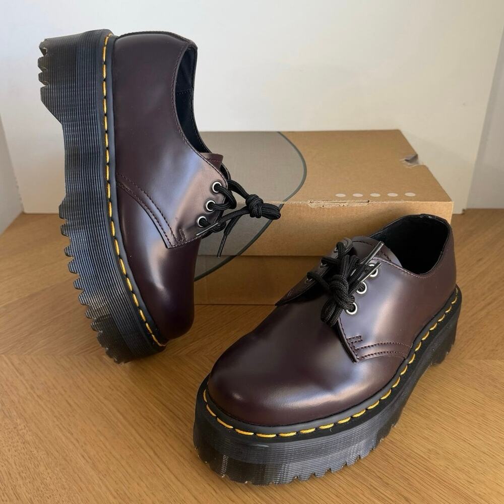 Dr. Martens 1461 Smooth Leather ‘Burgundy’ Platform Shoes Unisex- SZ M 5- W 6
